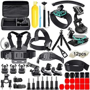 Appolab 61 in 1 Action Camera Accessories Kit for AKASO EK7000 GoPro Hero 12 11 10 9 8 7 6 5 4 Hero Session Gopro Max Insta360 Xiaomi Yi DJI AKASO Campark Action Camera
