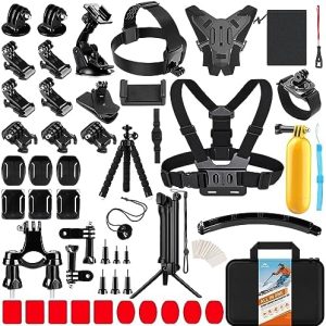 HONGDAK Action Camera Accessories Kit, 65 in 1 Sports Camera Accessory Kit Compatible with All GoPro Hero 11 10 9 8 7 6 5 4 3 3+, Max, 11Black Mini GoPro Fusion Insta360 DJI Osmo Action 4 3 AKASO More